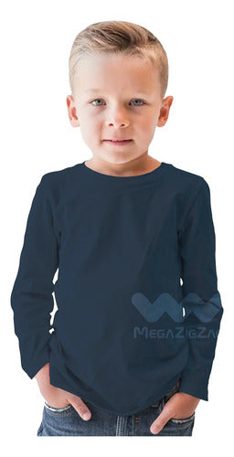 Polera Algodon Niños Manga Larga Camiseta