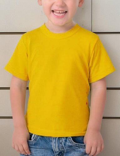 Polera Algodón Niños Manga Corta Para Estampar