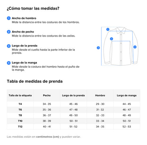 Polera Algodon Niños Manga Larga Camiseta