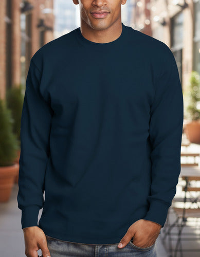 Polera Manga Larga Algodon Cuello Redondo