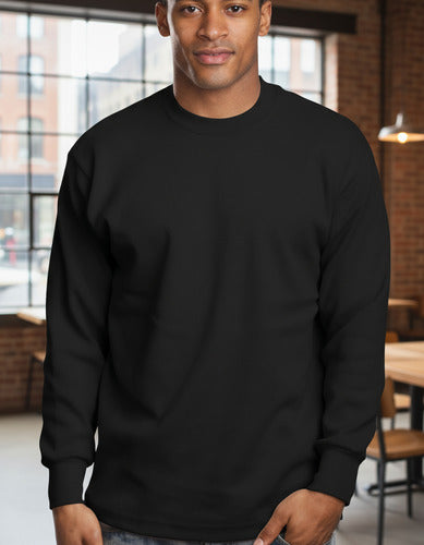 Polera Manga Larga Algodon Cuello Redondo
