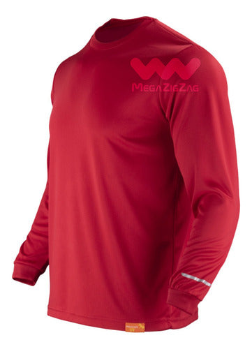 Polera poliester manga larga uv rojo