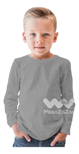 Polera Algodon Niños Manga Larga Camiseta