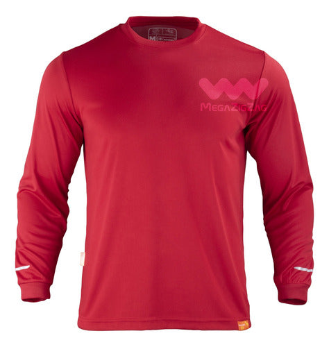 Polera poliester manga larga uv rojo