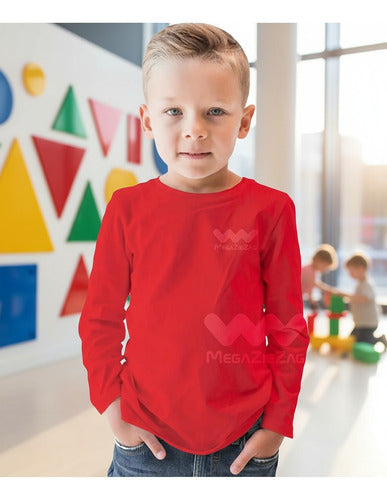 Polera Algodon Niños Manga Larga Camiseta