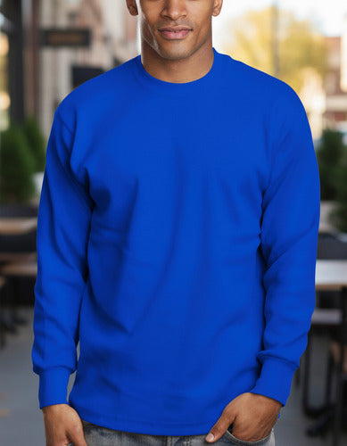 Polera Manga Larga Algodon Cuello Redondo
