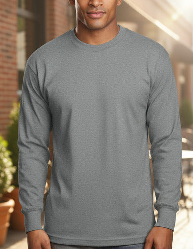 Polera Manga Larga Algodon Cuello Redondo