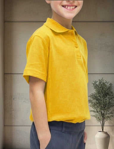 Polera pique manga corta algodon amarillo