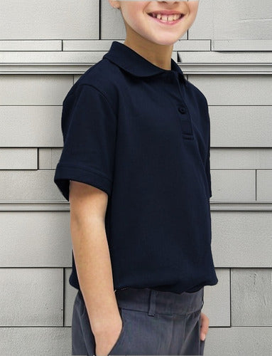 Polera pique manga corta algodon azul oscuro