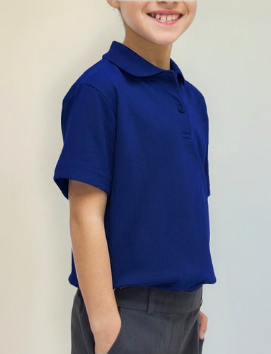 Polera pique manga corta algodon azul rey