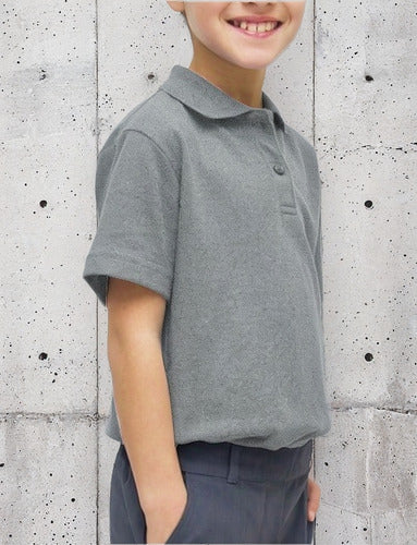 Polera pique manga corta algodon gris claro