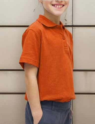 Polera pique manga corta algodon naranjo