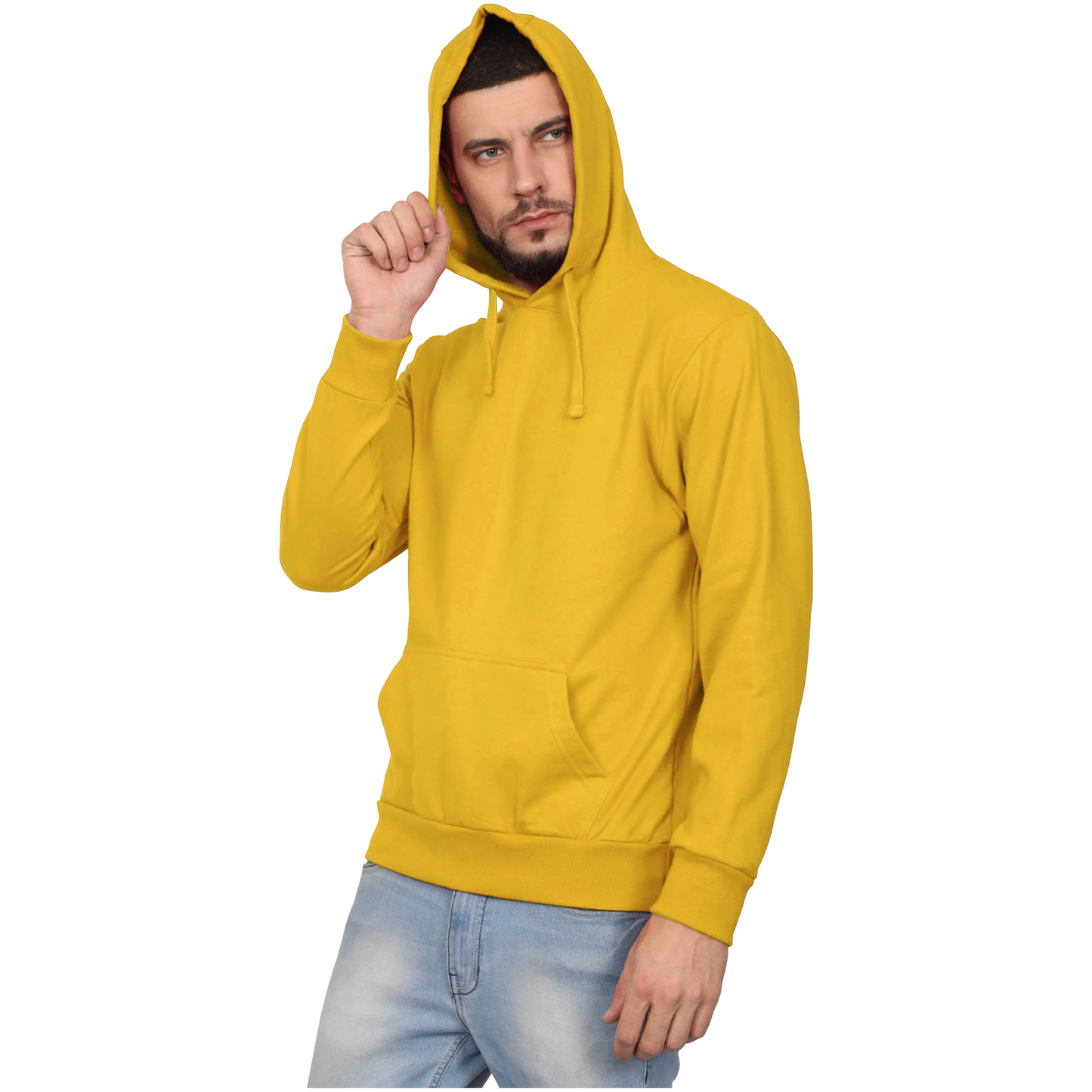 Poleron canguro capucha algodon amarillo