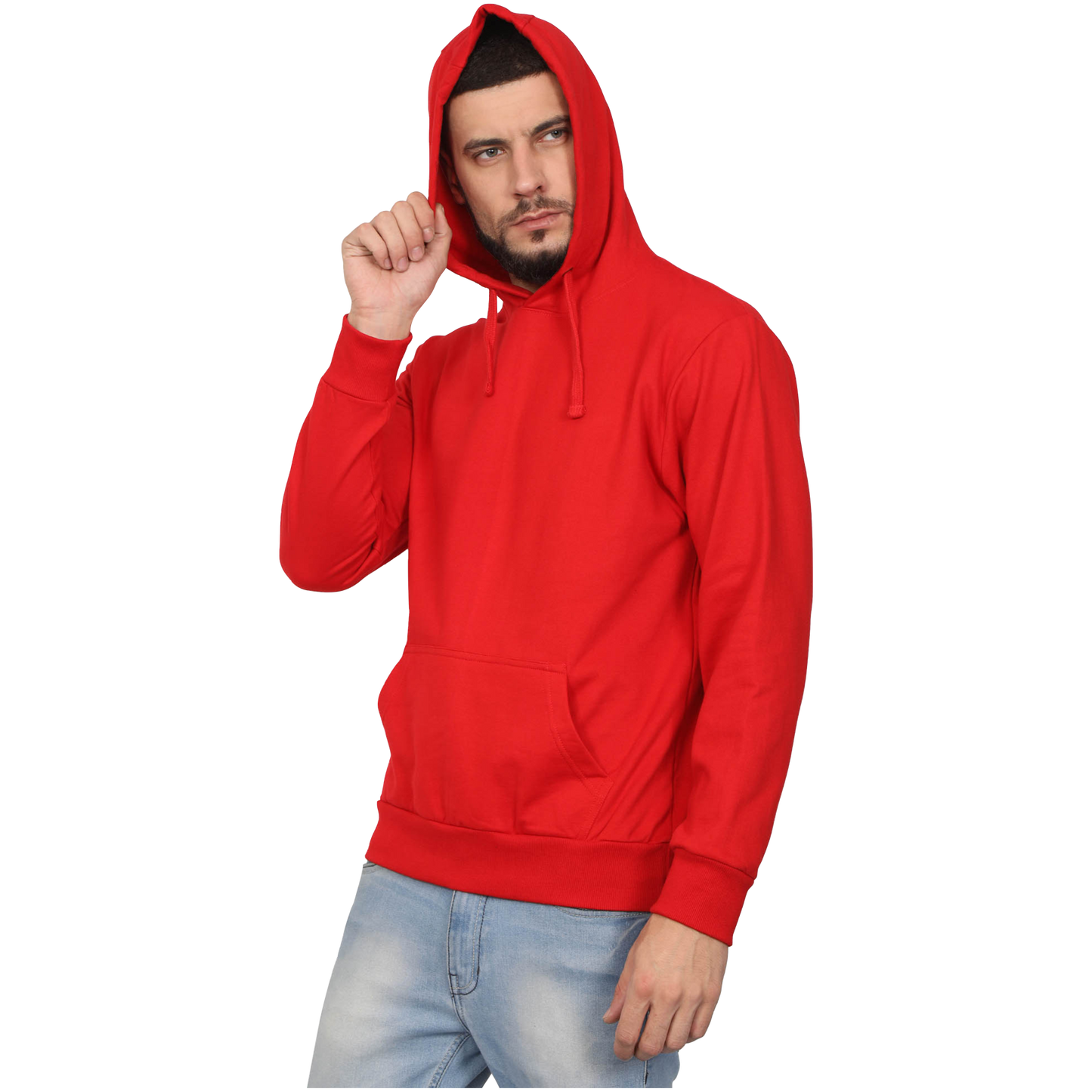 Poleron canguro capucha algodon rojo