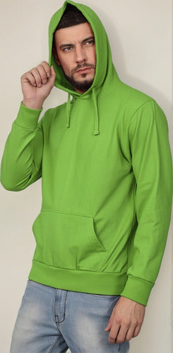 Poleron canguro capucha algodon verde manzana