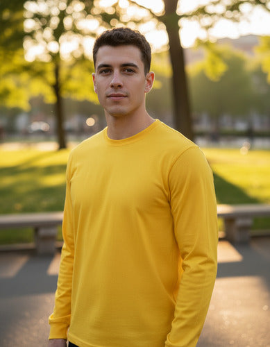 Polera Manga Larga Algodon Cuello Redondo