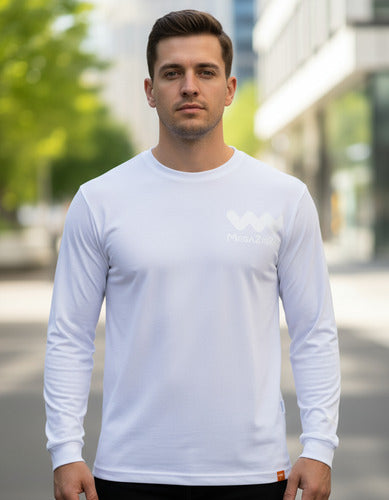 Polera poliester manga larga uv blanco