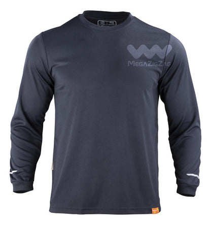 Polera poliester manga larga uv blanco azul marino