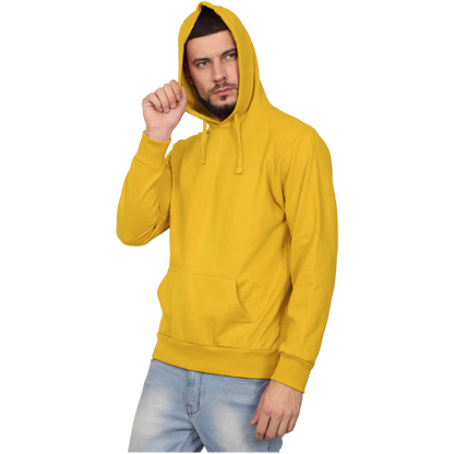 Poleron canguro capucha algodon amarillo